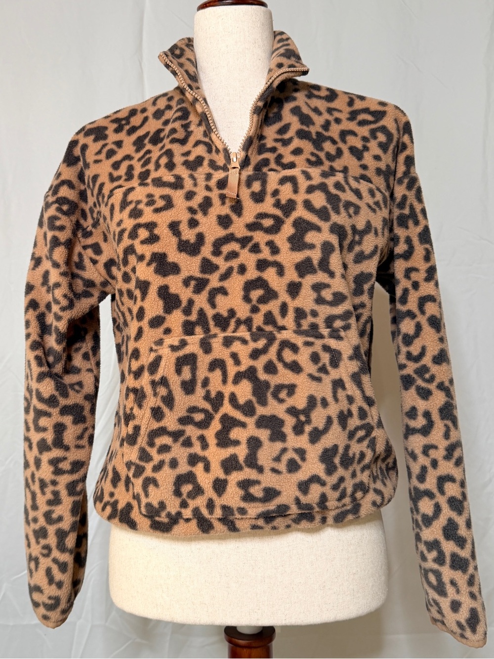 Hippie Rose Leopard Print Fleece Pullover in Tan and Black cozy comfy